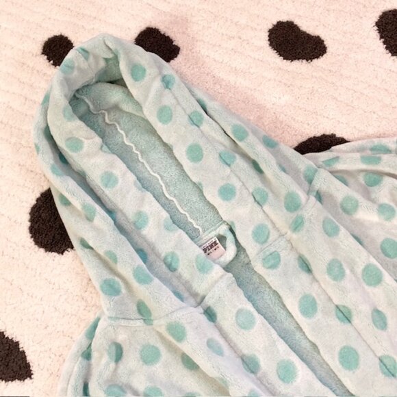 Victorias Secret PINK Womens Medium Large Polka Dot Plush Fluffy Hooded Robe - Picture 3 of 10